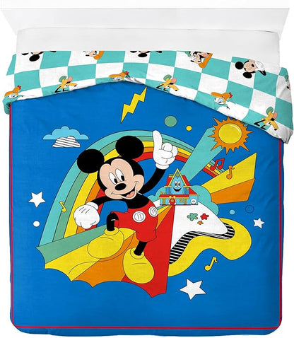 Jay Franco Duvet Cover Set – 3 Piece Comforter Cover and Sham Set, Super Soft Cozy Kids Bedding (Insert Not Included) Blue - Mickey Mouse, Queen
