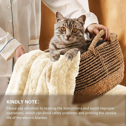 Homemate Electric Heated Blanket Full Size - 72"x84" Heating Blanket Full Size 1/2/4/6/8 Hours Auto-Off 10 Heat Level Over-Heat Protection Luxury Faux Fur Sherpa ETL Certification