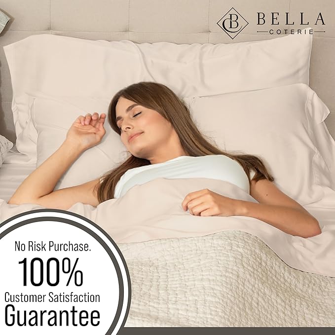 Bella Coterie | Luxury Bamboo Viscose Standard Size Pillowcase Set | 100% Organically Grown | Ultra Soft | Cooling | 2 Pcs [Champagne]
