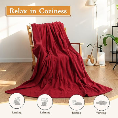 Electric Heated Blanket Fleece 62"x84" Full Size - 4 Heat Levels, 10H Auto Shut Off, Fast Heating, Cozy and Comfortable, Warm Gifts, Machine Washable - Red