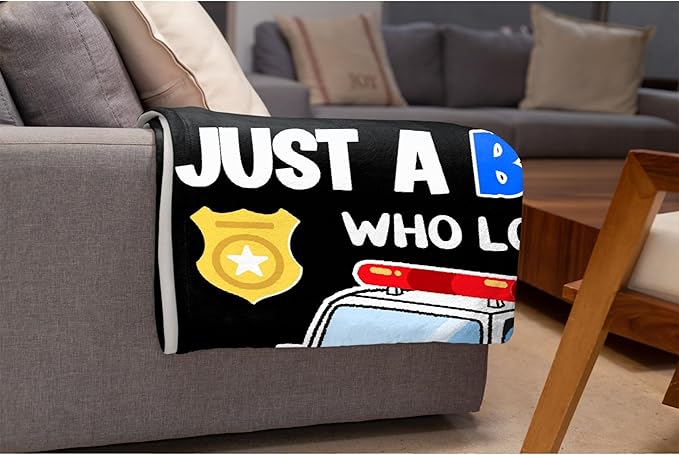 Police Car Blanket for Boys Kids Child Toddler Soft Fleece Police Blanket Just A Boy Who Loves Police Car Throw Blanket for Couch Bed Sofa Decor Birthday Police Gifts 30"x40"-XS