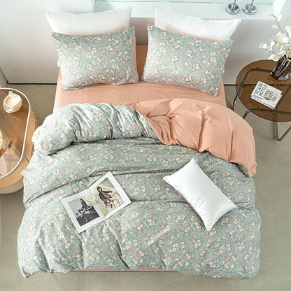 Queen Duvet Cover Floral 100% Brushed Microfiber 3 Pieces Vintage Chic Floral Garden Vibrant Botanical Floral Pattern Printed Queen Duvet Cover Flower with Zipper Closure (Floral, Queen)