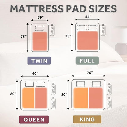 Sunbeam Electric Heated Mattress Pad King 80" x 76" 12 Heat Settings 12-Hour Auto Shut-Off Fast Heating Soft Cozy Fabric Deep Pocket Skirt Machine Washable