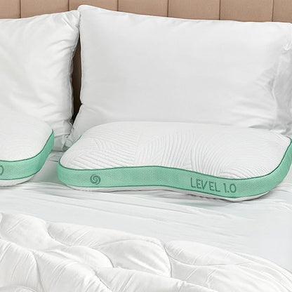Bedgear Level Cuddle Performance Pillow - Firm Bed Pillow for Side Sleepers - Moisture Wicking Removable Cover - Size 1.0