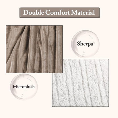 Electric Heated Blanket Flannel & Sherpa 72"x84" Full Size - 4 Heat Levels, 10H Auto Shut Off, Fast Heating, Cozy and Comfortable, Warm Gifts, Machine Washable - Brown