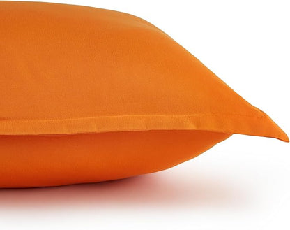 Amazon Basics 3 Piece Soft, All-Season Microfiber Kid's Comforter and Pillow Sham Set, Full/Queen, Bright Orange, Solid