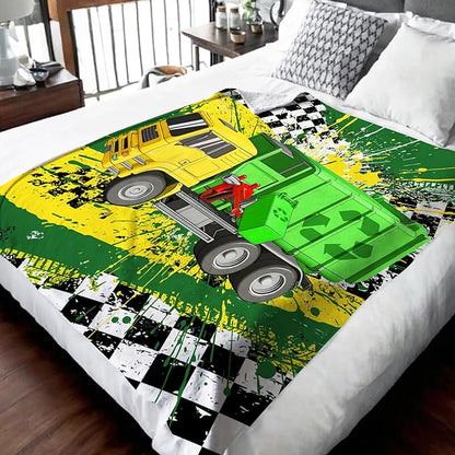Blanket for Boys, Garbage Truck Throw Blanket Gifts for Kids Boys Age 4-6, 40"x50" Cute Flannel Blankets Gift for Son Cars Lovers Lightweight Throws for Couch Sofa Bed Decor