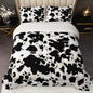 QOOMO Cow Stripes Sherpa Fleece Bedding Comforter Set Full Size 3 Pcs, Fluffy Warm Animal Texture Printing Comforter for Winter with 2 Pillow Shams, Flannel Thick Bedding Set