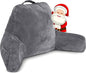 Husband Pillow Dark Grey, Standard+ Original Reading Pillow in Bed Rest Chair, Shredded Memory Foam Large Lounge Cushion Adult Backrest w/Arms, Comfy Back Support for Sit Sitting Up, Removable Cover