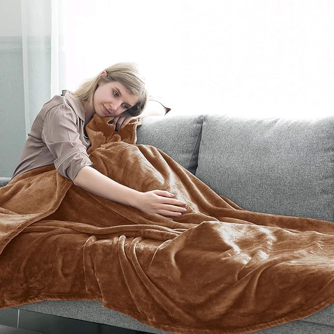 IR Imperial Rooms Fleece Blanket 16 Pack - Super Soft Fluffy Camel Throw Blanket for Sofa and Bed - Warm and Cozy Lightweight 400 GSM Microfiber Bed Throws Blankets, 50x60 Inches (Throw/Travel)