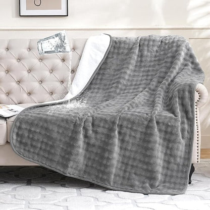 Waterproof Blanket for Bed Couch Sofa Car, Soft Leakproof Dog Blanket with 3D Bubble Pattern, Reversible Water Proof Pet Blankets for Dogs Cats Puppies (60"x80", Grey)