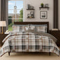 MaiRêve Plaid Queen Comforter Sets Khaki, Classic Farmhouse Bedding Set Bed in A Bag 7 Pieces, Lightweight All Season Comforter Set with Fitted & Flat Sheet, Pillowcases & Shams