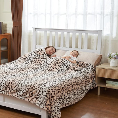 Heated Blanket Electric Blanket Twin Size 62"x84" Fast Heating Electric Blanket with 12 Hours Auto-Off and 6 Heating Settings Overheat Protection Cozy Soft Faux Fur Heated Throw Blanket ETL, Leopard