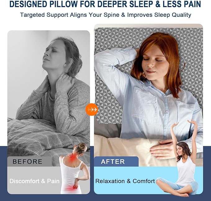12" Wedge Pillow for Sleeping, Bed Wedge After Surgery, Back Pain Relief, Memory Foam Pillow Triangle Incline Wedge for Back Support, Leg Elevation (Dark Grey)