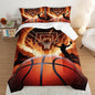 Basketball Bedding Set Twin Size,Slam Dunk Flame Basketball Print Bedding Comforter Set for Boys Girls Bedroom Decor,Sports Themed Sets Comforter with 2 Pillowcases.
