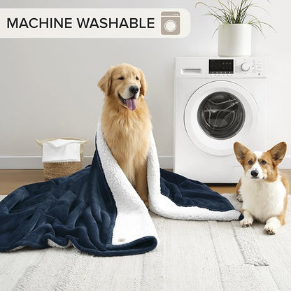 UGG Nita King/California King Blanket Fleece Fluffy Reversible Soft Fuzzy Bedding Cozy Plush Warm Oversized Blanket Machine Washable Bedroom Decor for Big Couch or Bed, 110-inch x 90-inch, Navy Blue
