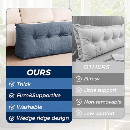 Headboard Pillow King, Triangle Pillows for Headboard, Head Board Backrest Wedge Pillow for Reading Sitting Working, Daybed Pillows with Removable Cover for Bed Dorm Sofa, Navy Blue