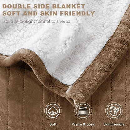 Degrees of Comfort Sherpa Plush Dual Control Electric Blanket Queen Size, Heating Blankets | Washable | Automatic Shut Off | Double Zone, 6 Heat Settings | 84" x 90" Mocha