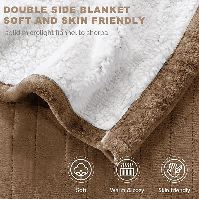 Sherpa Soft Dual Control Electric Blanket King Size, Heating Blankets | Washable | 1-10 Hour Automatic Shut Off | Double Zone, 6 Heat Settings | 100" X 90" Mocha