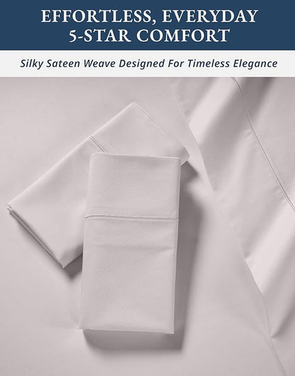 LANE LINEN 100% Egyptian Cotton Bed Sheets King Size, Mercerized Cotton Bedding Sheets, Luxury Hotel Thick Deep Pocket King Sheet Set, French Seams Elegant - Gray Lilac