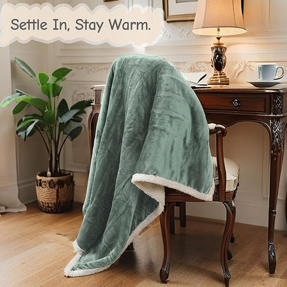 Electric Heated Blanket Queen Size 84"x90", Soft Flannel with Dual Controllers & Overheat Protection, 6 Adjustable Heat Settings & 10-Hour Auto-Off Timer, Fast Heating for Winter Comfort, Light Green