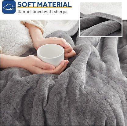 SEALY Electric Throw Blanket, Flannel & Sherpa Heated Throw with 6 Heating Levels & 2-10 Hours Auto Shut Off, Fast Heating & Machine Washable, 50x60 Inch, Light Grey