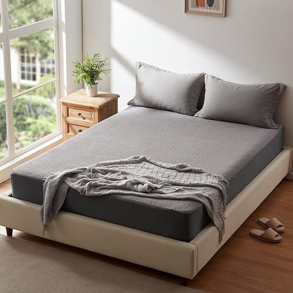 Hanherry 100% Waterproof Mattress Protector King Size - Grey, Mattress Cover 3D Air Fabric Cooling Mattress Pad Cover Smooth Soft Breathable Noiseless, 8''-21'' Deep Pocket
