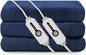 Electric Heated Blanket 90"x100" King Size, Soft Coral Fleece, Dual Controllers with 4 Heating Levels and 10 Hours Auto-Off, Machine Washable, Cozy Plush Fabric for Home, Dark Blue