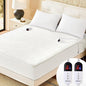 Electric Heated Mattress Pad King Size Dual Control Bed Warmer, Deep Pocket, Side Storage Pouch for Controller, Machine Washable, Waffle Jacquard, 78"x80", White