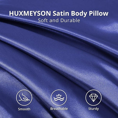 HUXMEYSON Body Pillow with Satin Pillowcase, Body Pillow for Adults, Removable Cover, Navy Blue (20"x54")