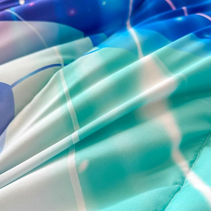 Peopleareok Soccer Comforter Set Queen (90x90 Inch), Purple Blue Soccer Theme Comforter, Sports Football Comforter, 3 Pieces Soft Microfiber Football Bedding Set for Boys Kids with 2 Pillowcases
