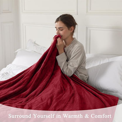 Electric Blanket Full Size, Super Soft Cozy Upgraded Flannel Heated Blanket with 6 Heating Levels & 1-10 Hours Auto Off, Heating Blanket for Home Office, Machine Washable, 72" x 84", Burgundy