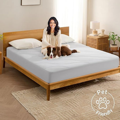 Unikome Ultra Soft Waterproof King Size Mattress Pad, Cooling Mattress Protector for Hot Sleepers, 5-Layers Noiseless Washable Mattress Cover with 8"-21" Deep Pocket (Light Grey, 78x80)