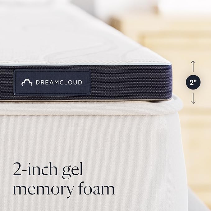 DreamCloud Firm Mattress Topper - California King - 2" Gel Memory Foam Mattress Topper - Breathable & Comfortable - Support & Pressure-Relief - CertiPUR-US Certified