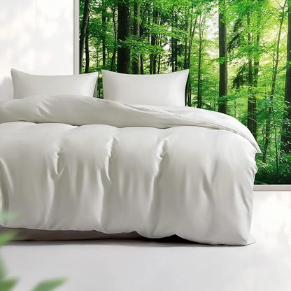 Tencel Duvet Cover Set, King/Cal King Size Cooling Duvet Cover for Hot Sleepers, 100% Eucalyptus Lyocell, 3 Pieces, 1 Zipper Closure Duvet Cover (106" x 90") and 2 Pillowcases (20" x 40") - Sand