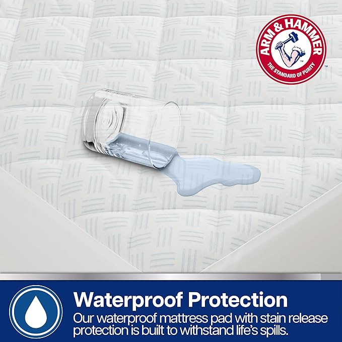 Arm & Hammer Cooling Comfort Mattress Pad, Waterproof, Twin/Twin XL