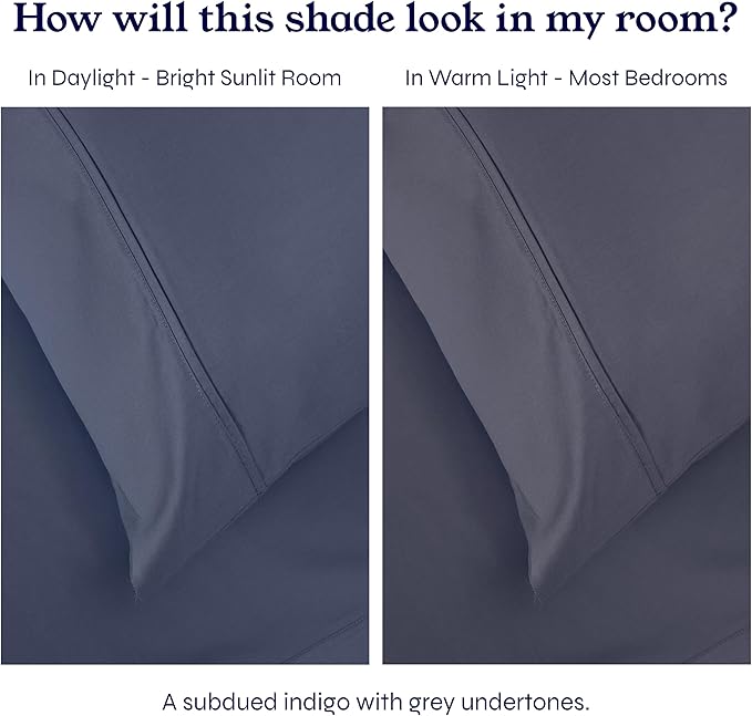 California Design Den 2-Pack Twin Sheets Set - 400 Thread Count 100% Cotton Sateen - Soft and Breathable Sheets, 2 Sets of Deep Pocket Bed Sheets - Indigo Dusty Blue