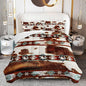 Boho Animal Fur Comforter Set 3 Pieces Queen Size, Mixed Coffee Brwon and White Long Hair for Boys Girls, 3 Pieces Warm Fuzzy Cozy Decorative Room with 2 Pillowcases All Seasons.