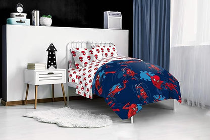 Jay Franco Marvel Spiderman Spidey Daze 5 Piece Full Bed Set - Includes Reversible Comforter & Sheet Set Bedding - Super Soft Fade Resistant Microfiber (Official Marvel Product)
