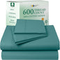 California Design Den 100% Cotton Sheets California King Size Set - Luxury 600 Thread Count Sateen, Deep Pocket Cal King Cotton Sheets Set, Hotel-Quality Bedding - Teal Sheets