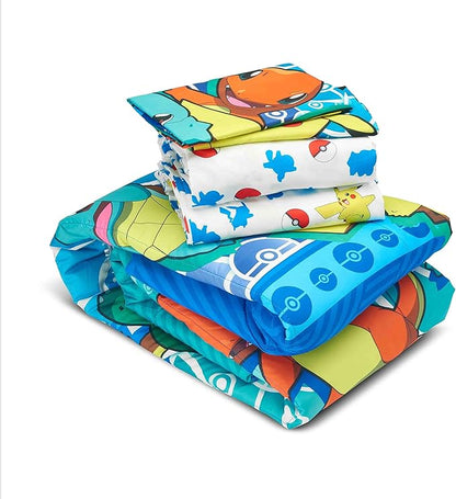Northwest Pokemon Full Sized Bed in a Bag Set, Anime Bedding, Boys Girls Blankets, First Starters