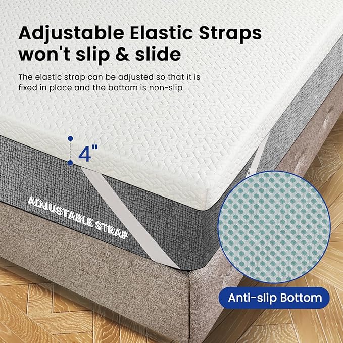 4 Inch Gel Memory Foam Mattress Topper King, Cooling Mattress Topper with Removable & Washable Bamboo Cover, CertiPUR-US Certified