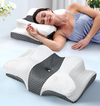 Sleep Doctor Approved Cervical Neck Pillow for Sleeping, Ergonomic Contour Side Sleeper Pillows for Adults, Cooling Orthopedic Pillow for Pain Relief Support, Memory Foam Pillows Back Stomach Sleepers