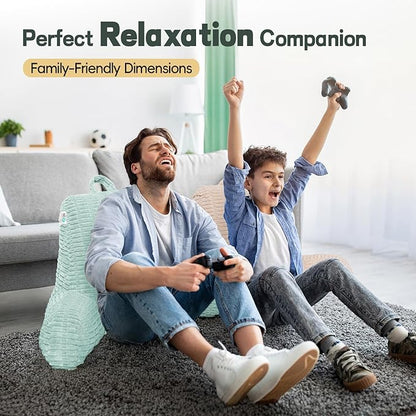 21" Higher Large Reading Pillow for Bed Adult, Back Pillow for Bed Sitting Up with Memory Foam Back Support with Arms Rest for Couch Chair Blue