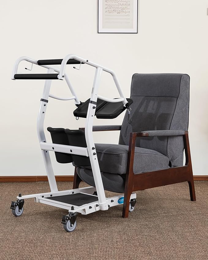 MCombo Stand Assist Patient Lift with Transfer Belt, Patient Transport Unit for Home Care and Elderly Use, 400lbs Capacity, STA446 (Black)