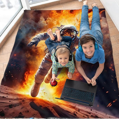Kids Blankets Astronaut Blanket for Kids Gifts for Astronaut Lovers, Cool Warm 40 x 30 Inches Flannel Throw for Sofa Bed Living Room Home Decor