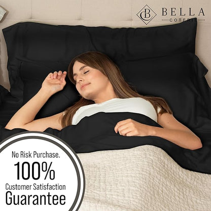 Bella Coterie | Luxury Bamboo Viscose King Size Pillowcase Set | 100% Organically Grown | Ultra Soft | Cooling | 2 Pcs [Black]