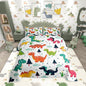 Cartoon Dino Kids Comforter Set King Size,Cute Dinosaur Watercolor Wild Animal Bedding Set All Season Quilt Set,Kawaii Dino Dots Pine Cloud Print Microfiber Polyester Down Comforter