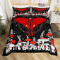 Moth Duvet Cover Set King Size,Trippy Red Mushroom Plant Comforter Cover with 2 Pillowcases,3 Piece,Stars Moon Galaxy Space Bedding Set for Adult Young Bedroom Xmas Gift