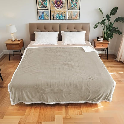 Electric Heated Blanket Full Size 72"x84", Soft Flannel with Overheat Protection, 6 Adjustable Heat Settings & 10-Hour Auto-Off Timer, Fast Heating for Winter Comfort, Camel